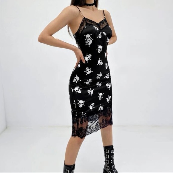Skeleton Rose Bodycon Dress for Alternative Fashion